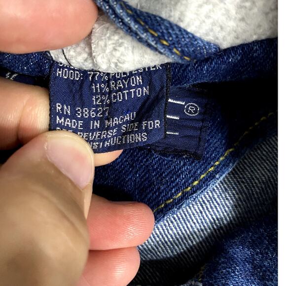 Jordache Hooded Denim Vest Womens L Blue Jean Button Up Pockets Y2K Street Biker - Picture 6 of 12